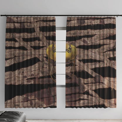 African Halloween Egypt Mummy Wrap Window Curtain Golden Winged Scarab Badge