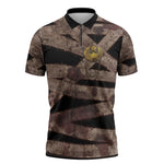 African Halloween Egypt Mummy Wrap Zipper Polo Shirt Golden Winged Scarab Badge