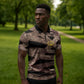 African Halloween Egypt Mummy Wrap Zipper Polo Shirt Golden Winged Scarab Badge