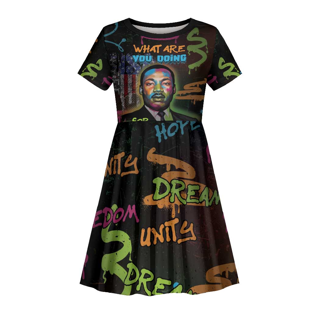 Martin Luther King Jr Day Kid Short Sleeve Dress What Are You Doing For Others - African Pride