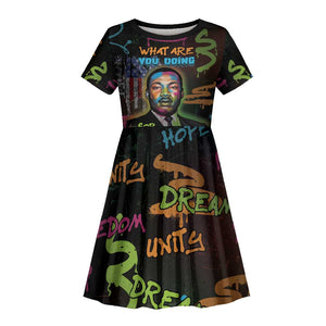 Martin Luther King Jr Day Kid Short Sleeve Dress What Are You Doing For Others - African Pride