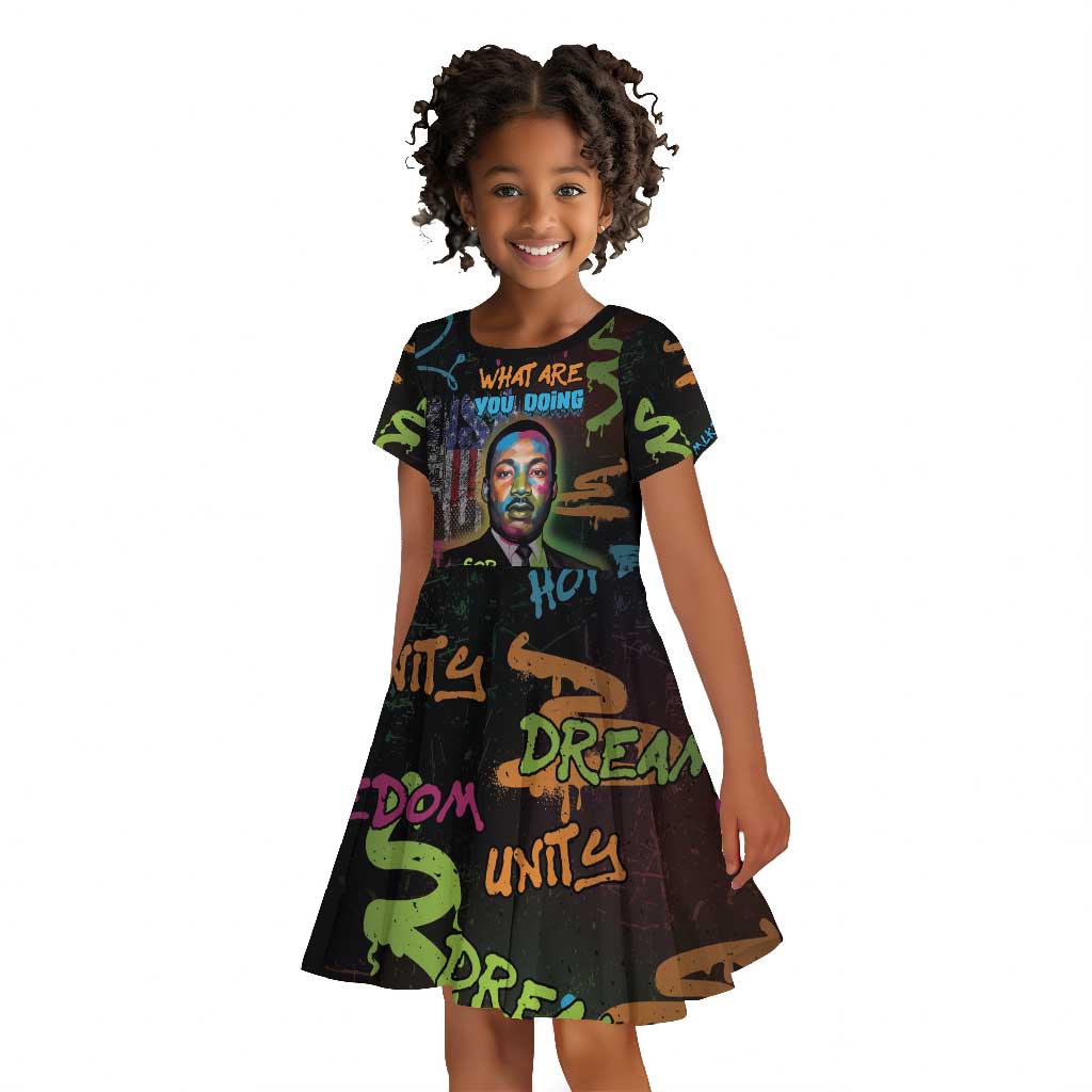 Martin Luther King Jr Day Kid Short Sleeve Dress What Are You Doing For Others - African Pride