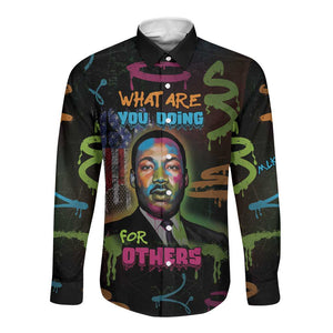 Martin Luther King Jr Day Long Sleeve Button Shirt What Are You Doing For Others - African Pride