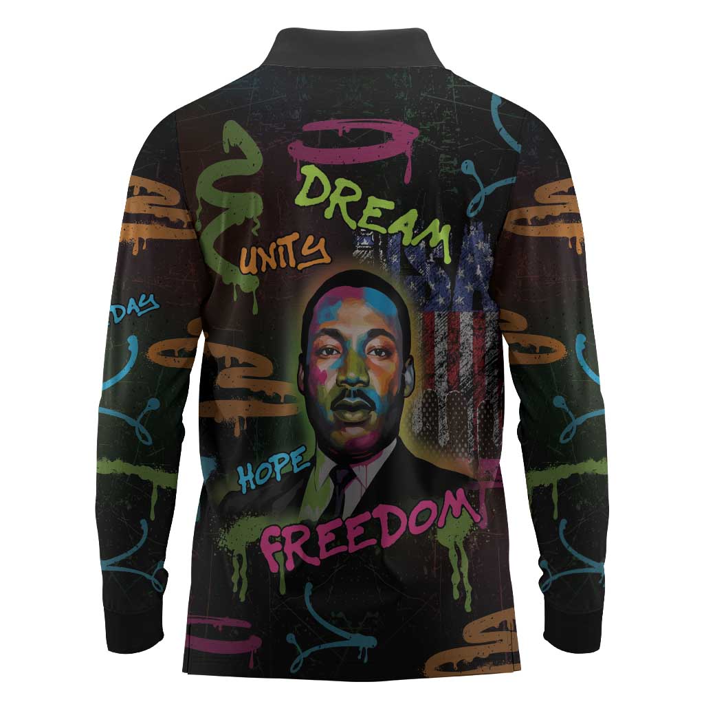 Martin Luther King Jr Day Long Sleeve Polo Shirt What Are You Doing For Others - African Pride