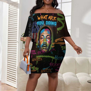 Martin Luther King Jr Day Off Shoulder Short Dress What Are You Doing For Others - African Pride