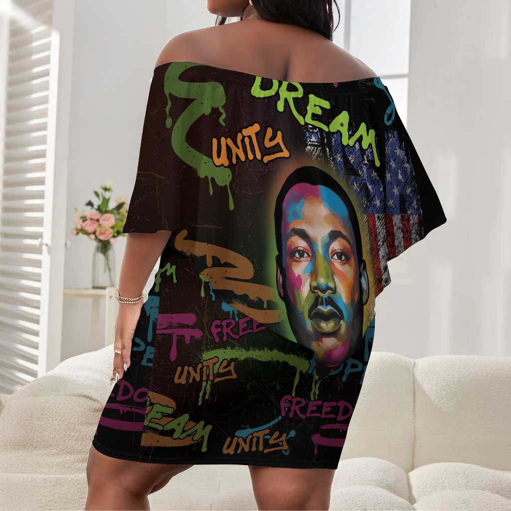 Martin Luther King Jr Day Off Shoulder Short Dress What Are You Doing For Others - African Pride