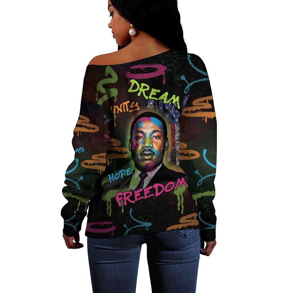 Martin Luther King Jr Day Off Shoulder Sweater What Are You Doing For Others - African Pride