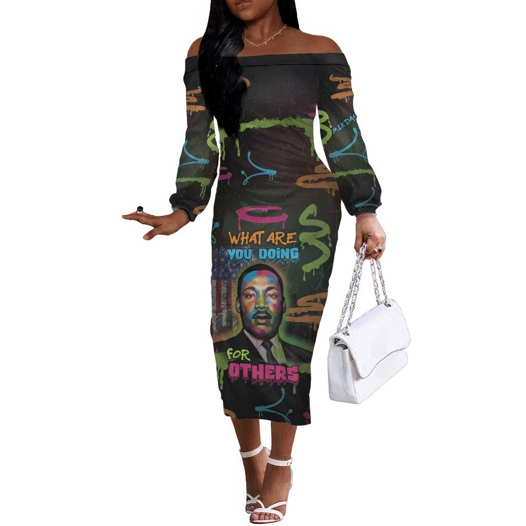 Martin Luther King Jr Day Off The Shoulder Long Sleeve Dress What Are You Doing For Others - African Pride