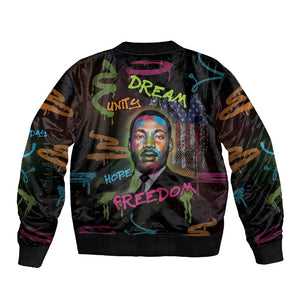 Martin Luther King Jr Day Sleeve Zip Bomber Jacket What Are You Doing For Others - African Pride