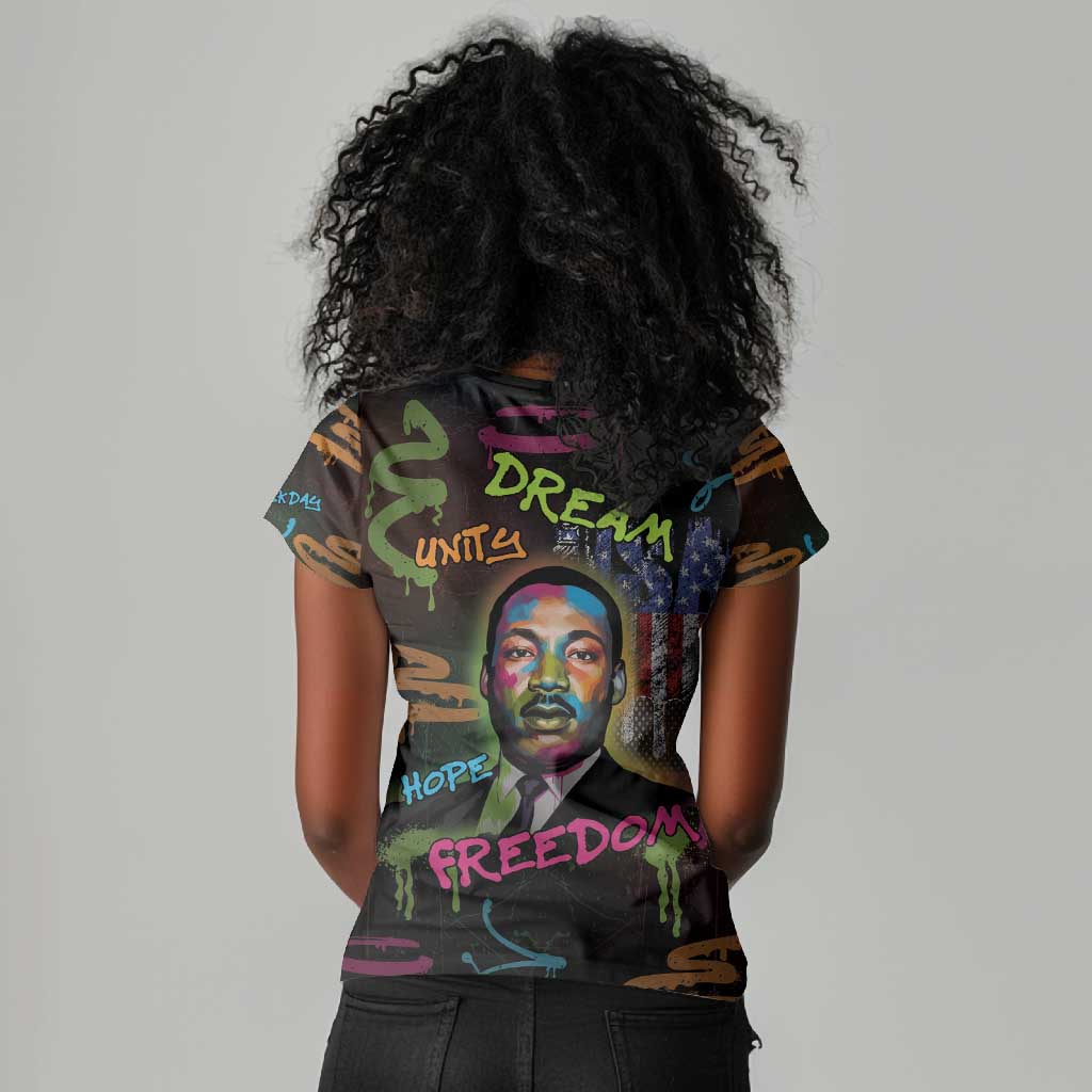 Martin Luther King Jr Day Women V-Neck T-Shirt What Are You Doing For Others - African Pride