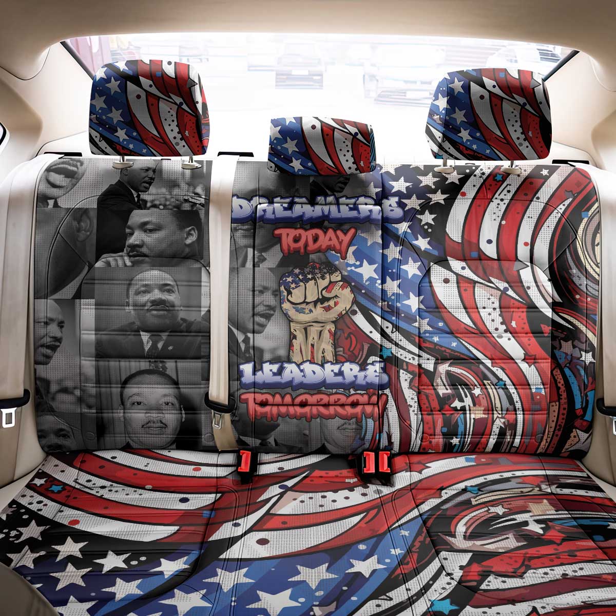 Martin Luther King Jr Day Back Car Seat Cover Dreamers Today Leaders Tomorrow - African Pride
