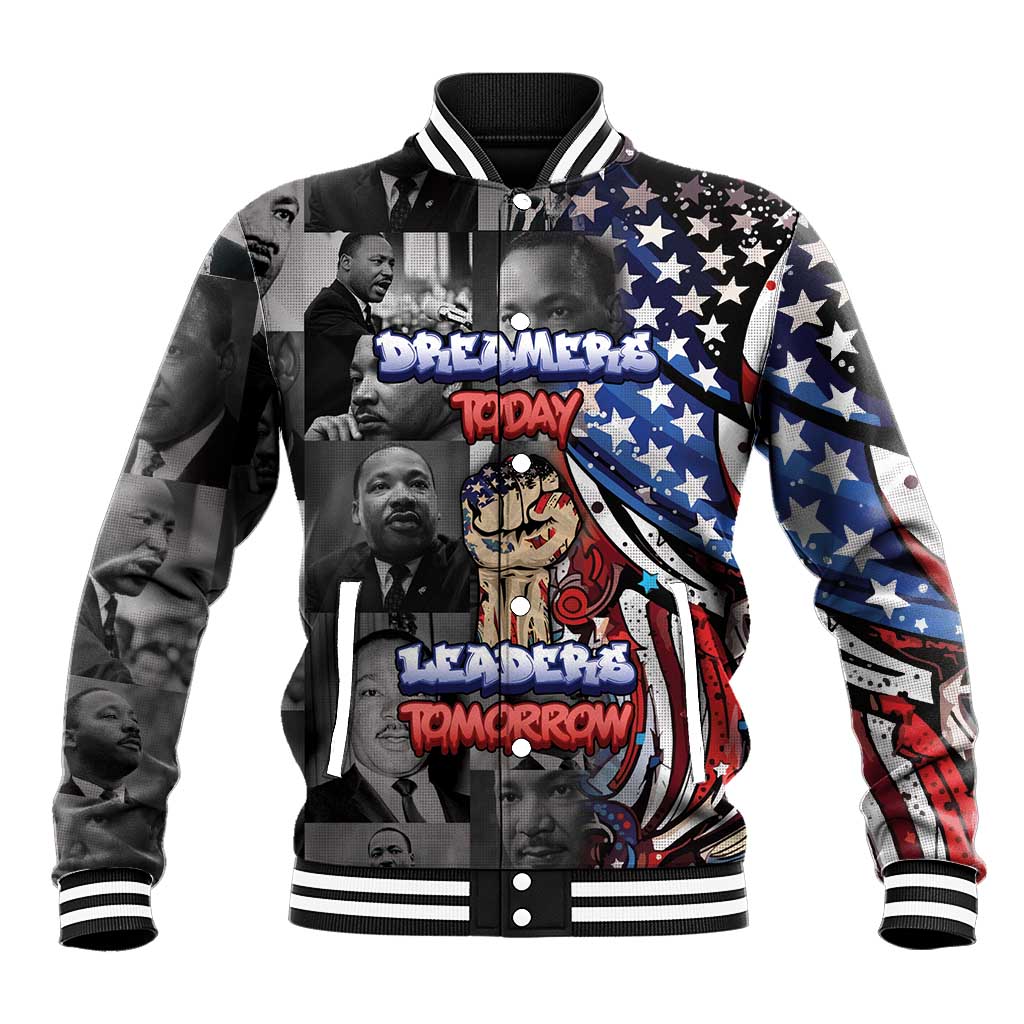 Martin Luther King Jr Day Baseball Jacket Dreamers Today Leaders Tomorrow - African Pride