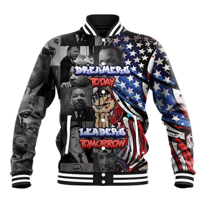 Martin Luther King Jr Day Baseball Jacket Dreamers Today Leaders Tomorrow - African Pride