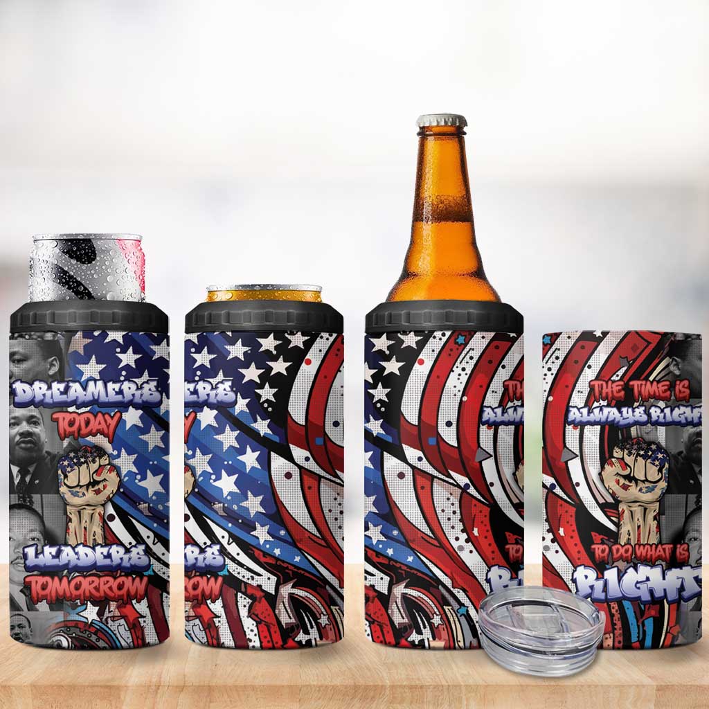 Martin Luther King Jr Day 4 in 1 Can Cooler Tumbler Dreamers Today Leaders Tomorrow - African Pride