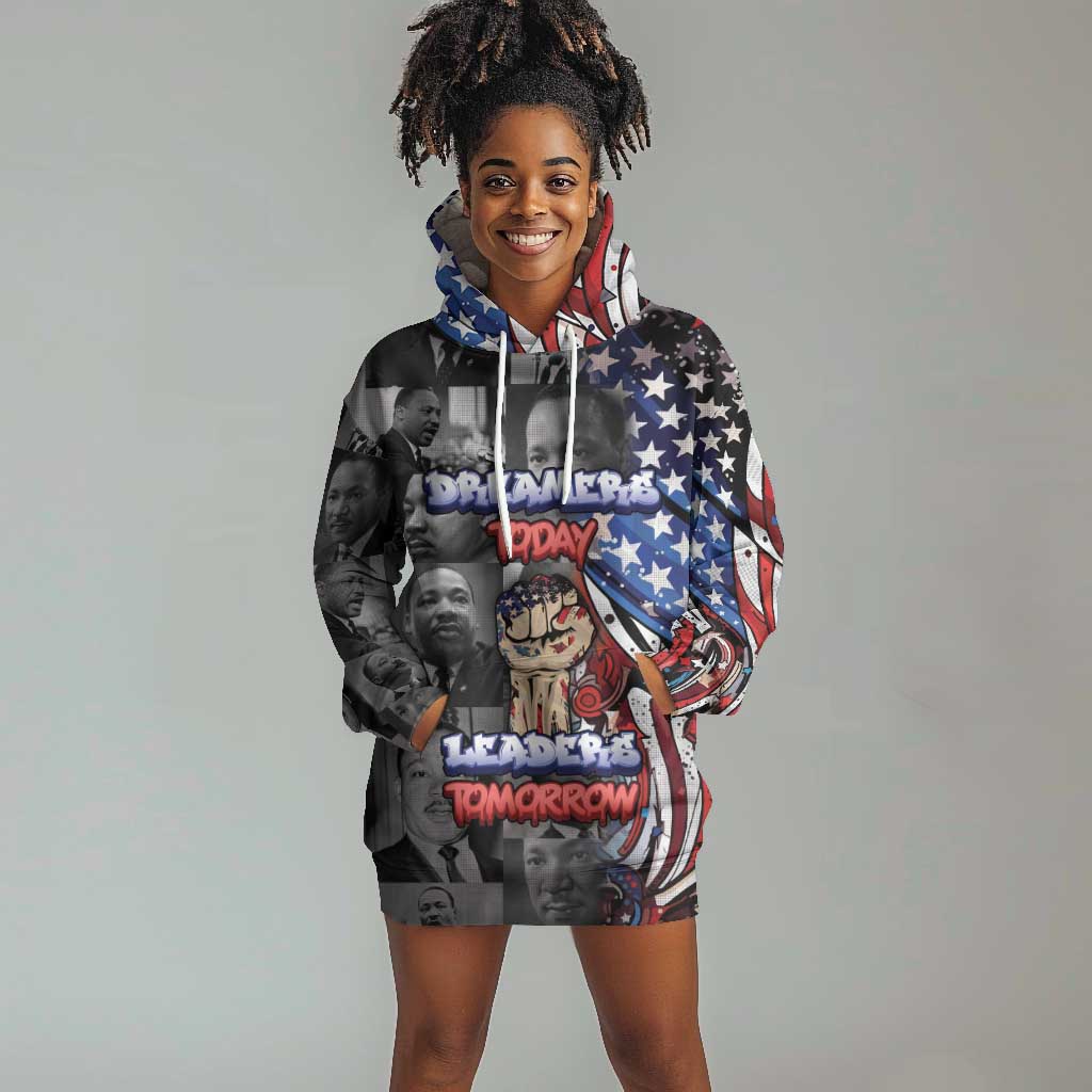 Martin Luther King Jr Day Hoodie Dress Dreamers Today Leaders Tomorrow - African Pride