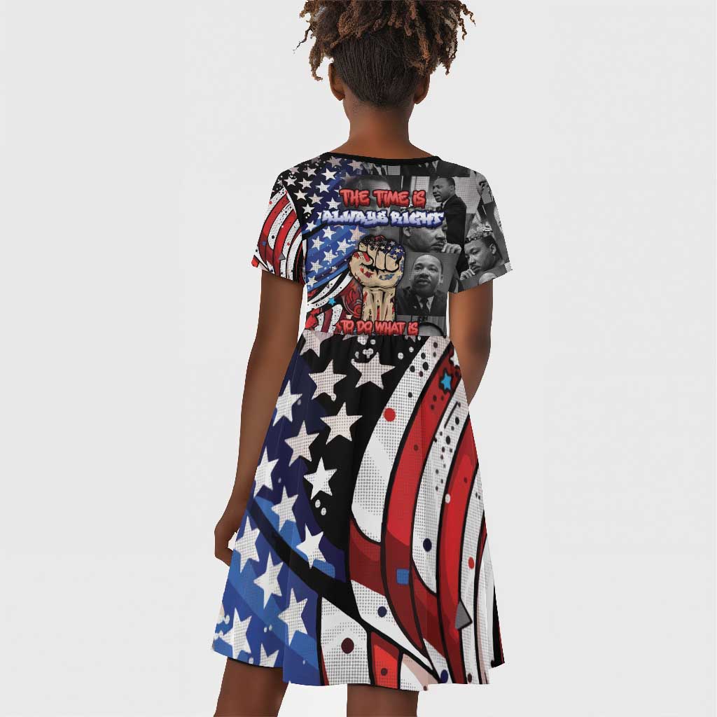 Martin Luther King Jr Day Kid Short Sleeve Dress Dreamers Today Leaders Tomorrow - African Pride