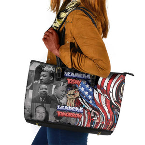 Martin Luther King Jr Day Leather Tote Bag Dreamers Today Leaders Tomorrow - African Pride