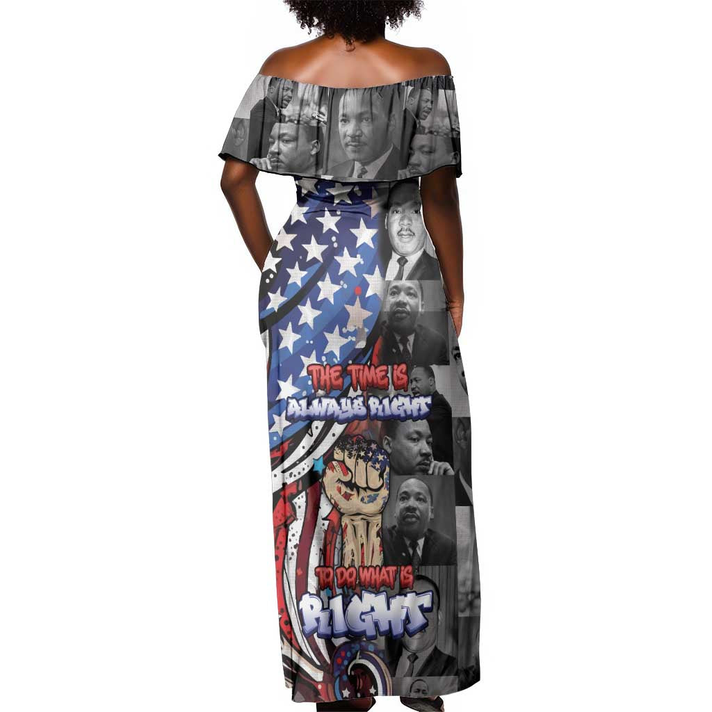 Martin Luther King Jr Day Off Shoulder Maxi Dress Dreamers Today Leaders Tomorrow - African Pride