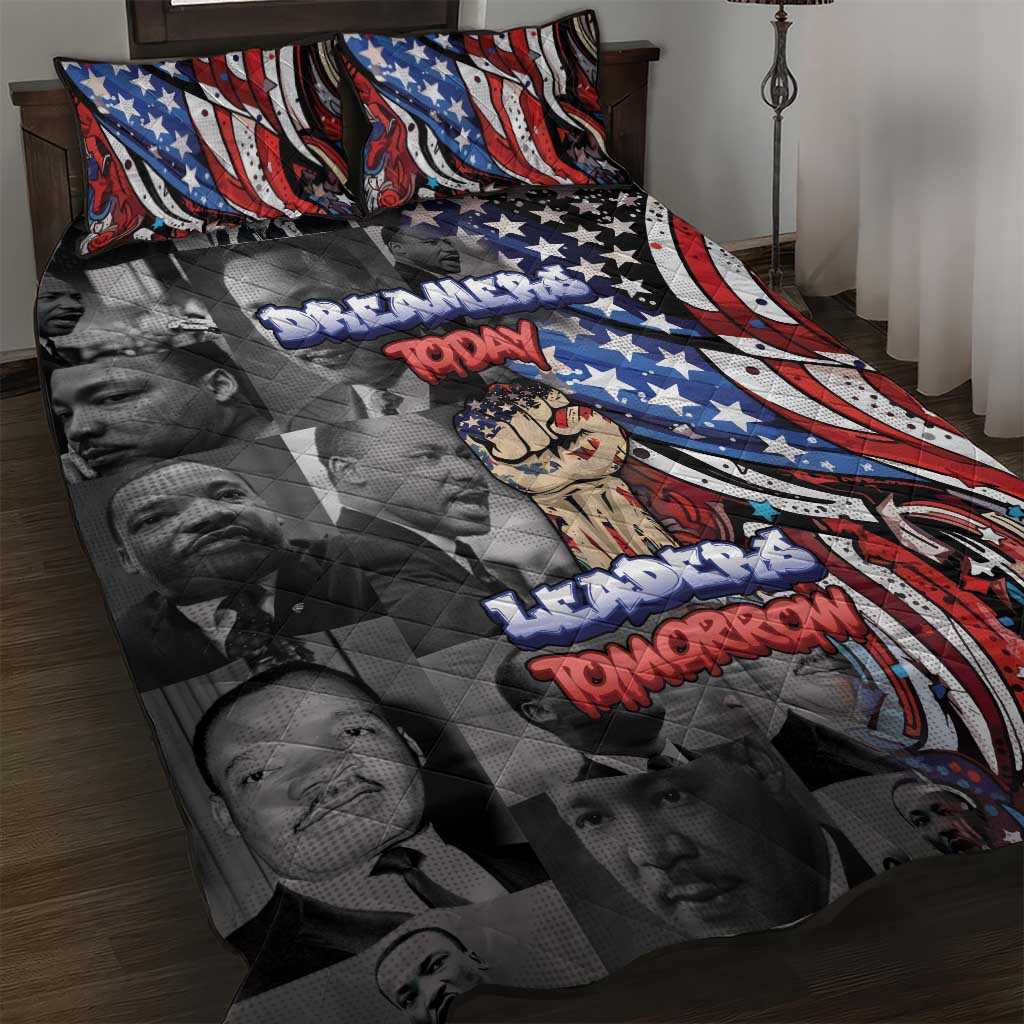 Martin Luther King Jr Day Quilt Bed Set Dreamers Today Leaders Tomorrow - African Pride