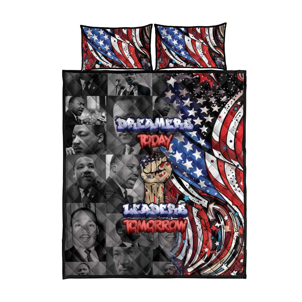 Martin Luther King Jr Day Quilt Bed Set Dreamers Today Leaders Tomorrow - African Pride
