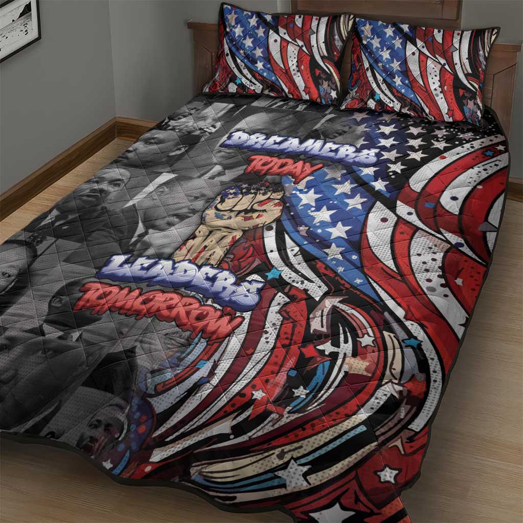 Martin Luther King Jr Day Quilt Bed Set Dreamers Today Leaders Tomorrow - African Pride