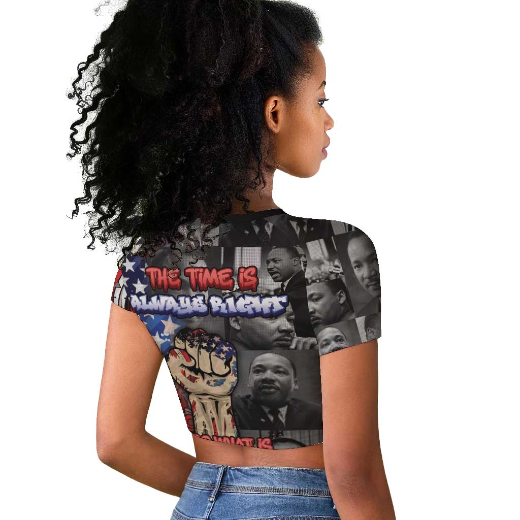 Martin Luther King Jr Day Raglan Cropped T shirt Dreamers Today Leaders Tomorrow - African Pride