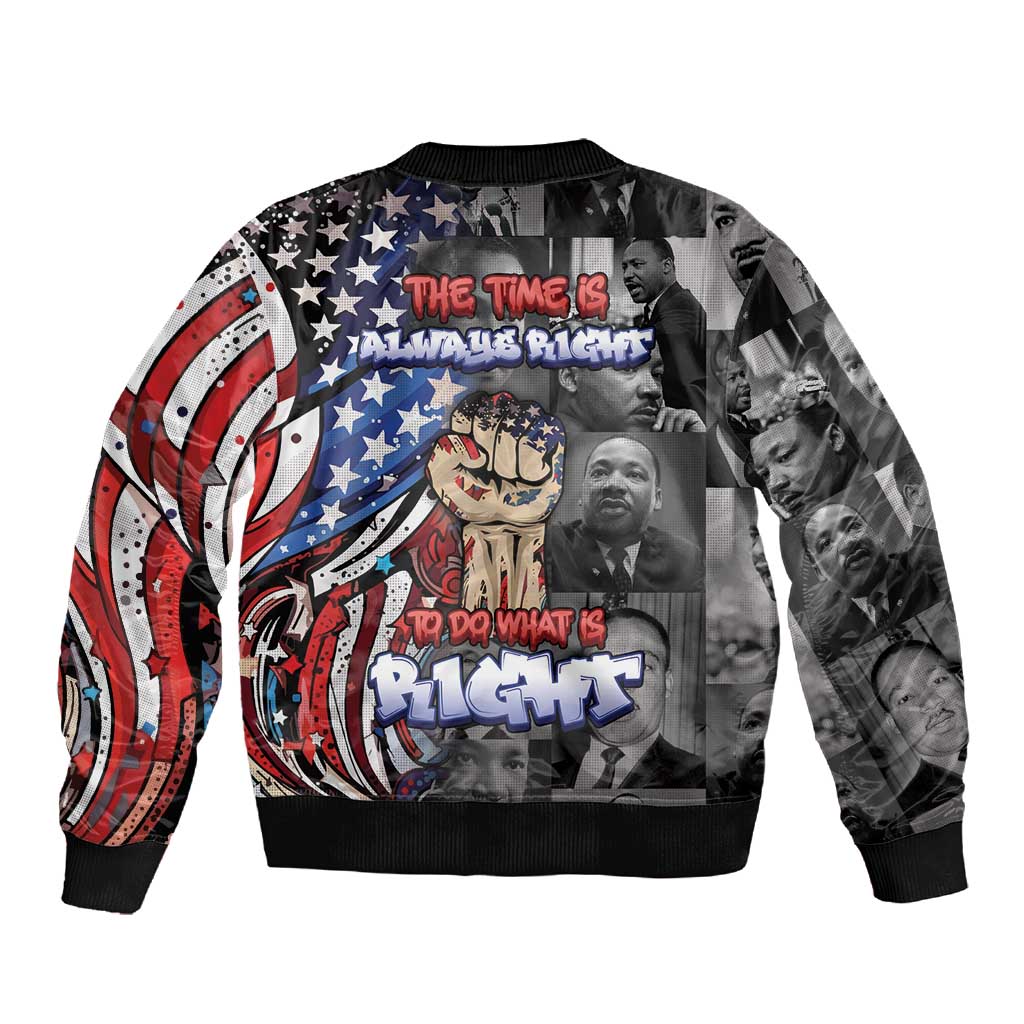 Martin Luther King Jr Day Sleeve Zip Bomber Jacket Dreamers Today Leaders Tomorrow - African Pride