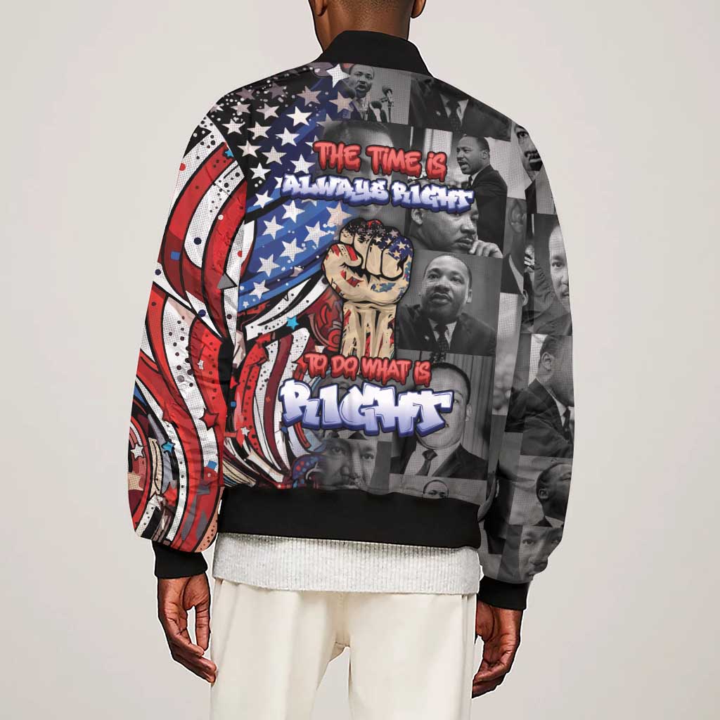 Martin Luther King Jr Day Sleeve Zip Bomber Jacket Dreamers Today Leaders Tomorrow - African Pride