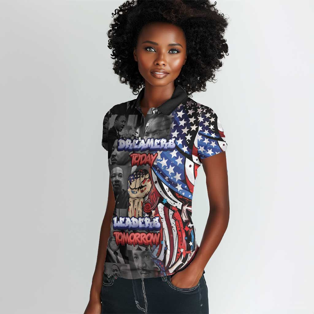 Martin Luther King Jr Day Women Polo Shirt Dreamers Today Leaders Tomorrow - African Pride