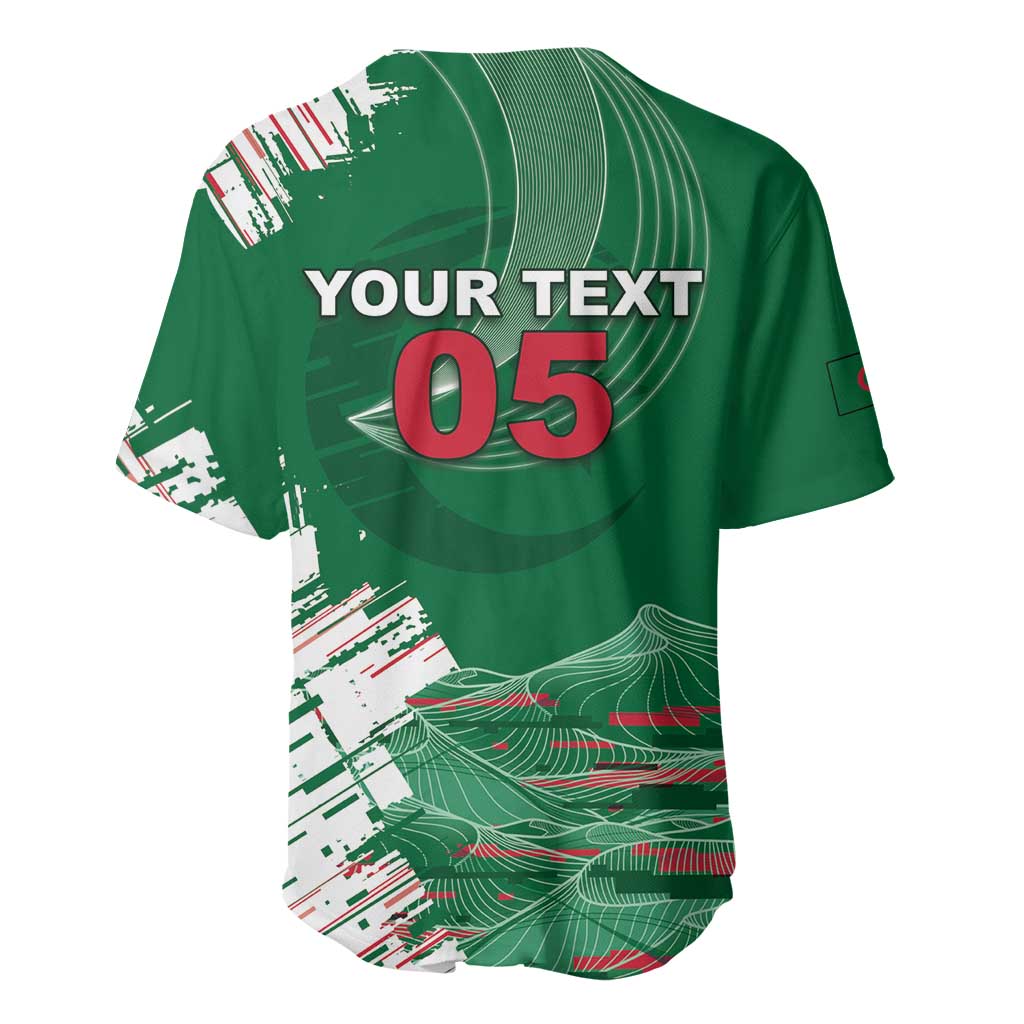 Custom Algeria Football Baseball Jersey Glitch Effect Desert Lines And Star Crescent