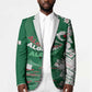 Custom Algeria Football Blazer Glitch Effect Desert Lines And Star Crescent