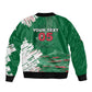 Custom Algeria Football Bomber Jacket Glitch Effect Desert Lines And Star Crescent
