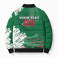Custom Algeria Football Bomber Puffer Jacket Glitch Effect Desert Lines And Star Crescent