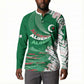 Custom Algeria Football Button Sweatshirt Glitch Effect Desert Lines And Star Crescent