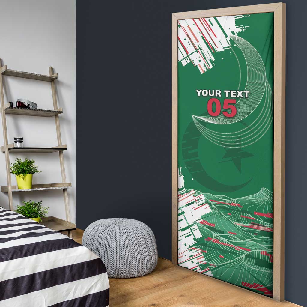 Custom Algeria Football Door Cover Glitch Effect Desert Lines And Star Crescent