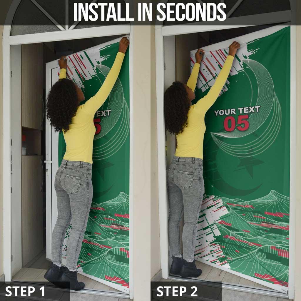 Custom Algeria Football Door Cover Glitch Effect Desert Lines And Star Crescent