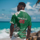 Custom Algeria Football Hawaiian Shirt Glitch Effect Desert Lines And Star Crescent