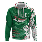 Custom Algeria Football Hoodie Glitch Effect Desert Lines And Star Crescent