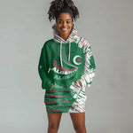 Custom Algeria Football Hoodie Dress Glitch Effect Desert Lines And Star Crescent