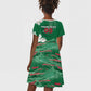 Custom Algeria Football Kid Short Sleeve Dress Glitch Effect Desert Lines And Star Crescent