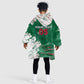 Custom Algeria Football Kid Wearable Blanket Hoodie Glitch Effect Desert Lines And Star Crescent