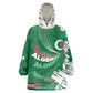 Custom Algeria Football Kid Wearable Blanket Hoodie Glitch Effect Desert Lines And Star Crescent