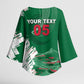 Custom Algeria Football Kimono Sleeve Blouse Glitch Effect Desert Lines And Star Crescent