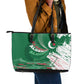 Algeria Football Leather Tote Bag Glitch Effect Desert Lines And Star Crescent