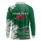 Custom Algeria Football Long Sleeve Polo Shirt Glitch Effect Desert Lines And Star Crescent