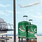 Algeria Football Luggage Cover Glitch Effect Desert Lines And Star Crescent