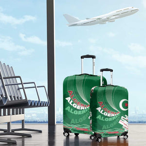 Algeria Football Luggage Cover Glitch Effect Desert Lines And Star Crescent