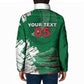 Custom Algeria Football Padded Jacket Glitch Effect Desert Lines And Star Crescent