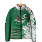Custom Algeria Football Padded Jacket Glitch Effect Desert Lines And Star Crescent