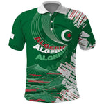Custom Algeria Football Polo Shirt Glitch Effect Desert Lines And Star Crescent